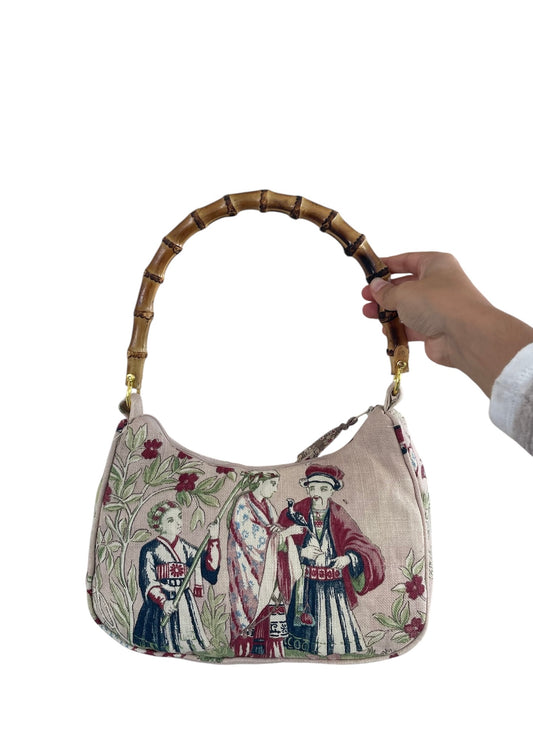 Bolso Media Luna con asa de bambú